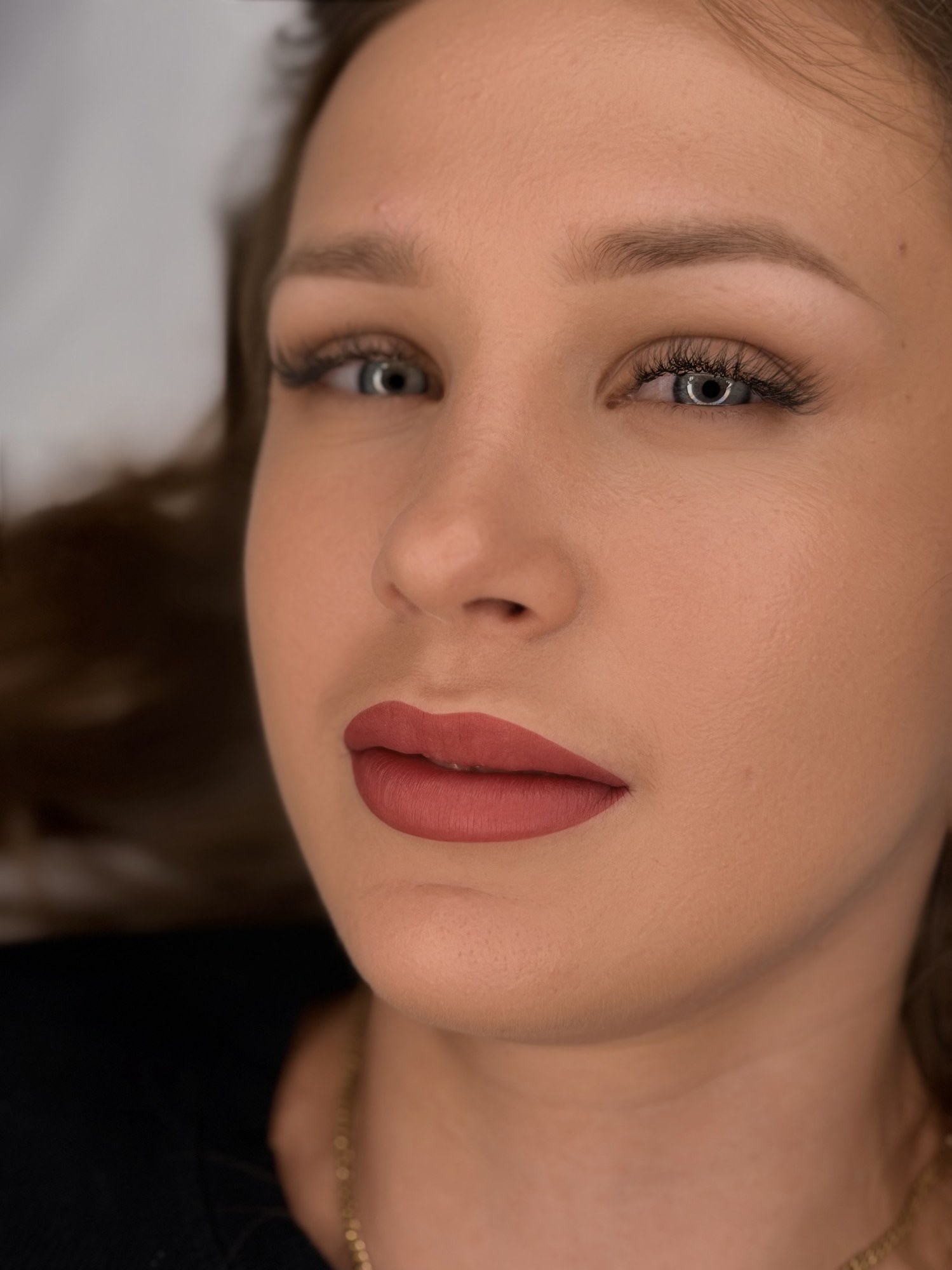 Soft lip blush close-up